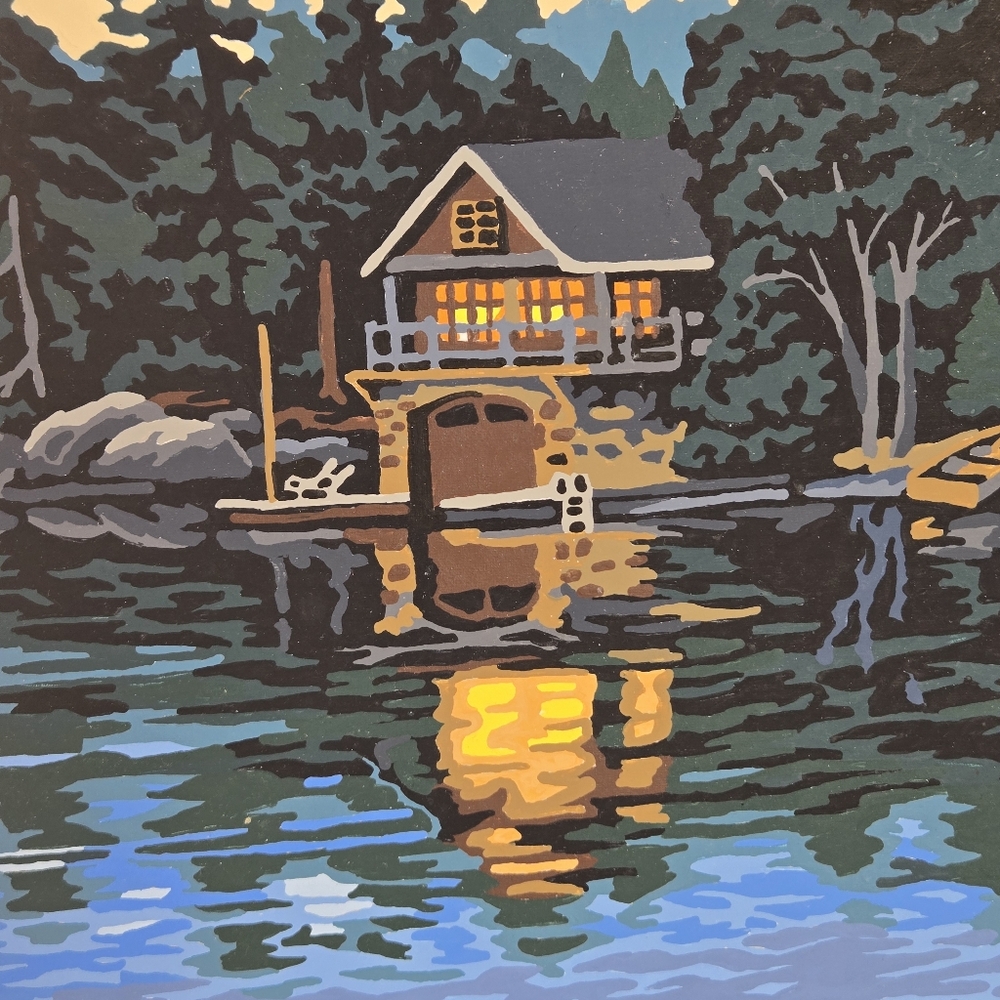 Adirondack Evening Paint By‎ Number Finished Acrylic Painting 20x14 No Border - Picture 6 of 17